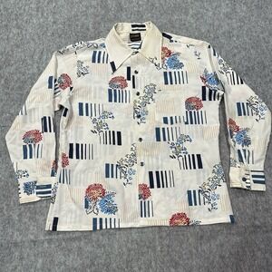 VTG Oxford Shirtmakers Womens Floral Abstract Button Up Cobain Grunge Shirt Sz L